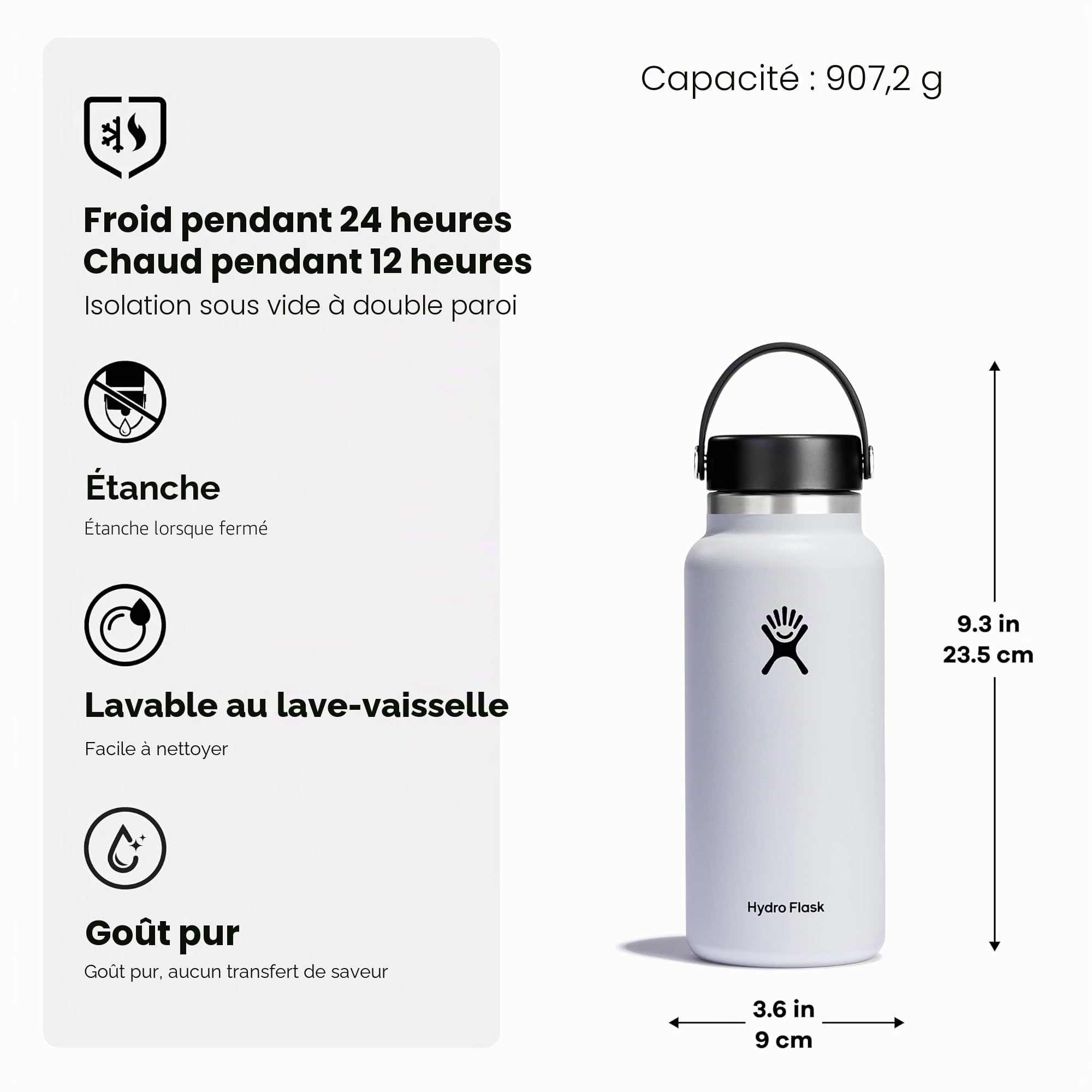 hydro-flask-32-oz-946-ml-wide-mouth-gourde-isotherme-en-acier-inoxydable-isolati image 2